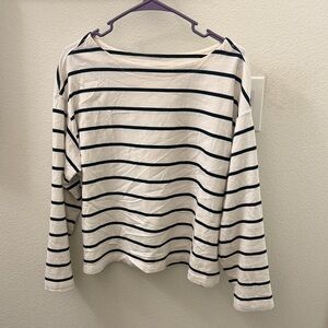 Old Navy Cream and Black Striped Long Sleeve Tee